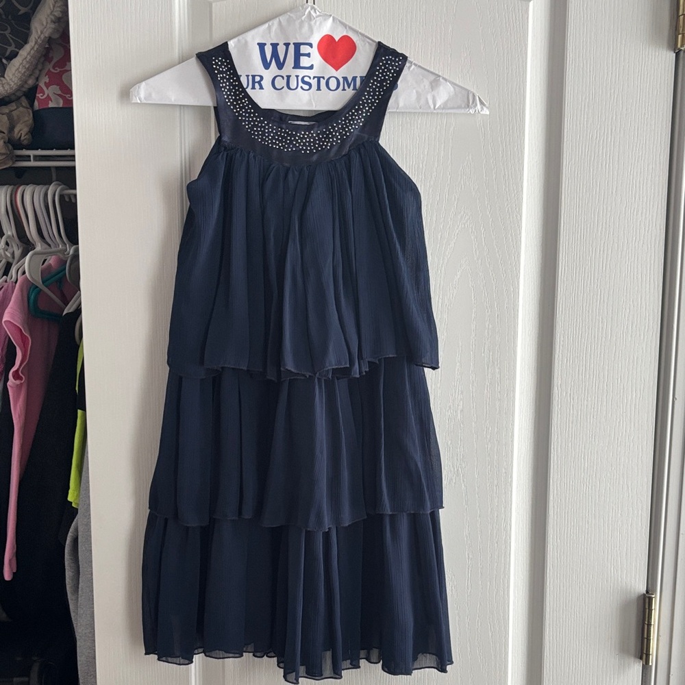 Chic Navy Layered Kids Dress